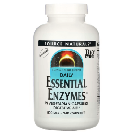 Пищеварительные ферменты Daily Essential Enzymes, 500 мг, 360 капсул, Source Naturals