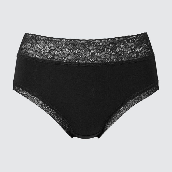 Трусы с кружевом Uniqlo High Waist Triangle, черный