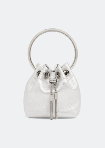 Сумка JIMMY CHOO Micro Bon Bon bucket bag, белый