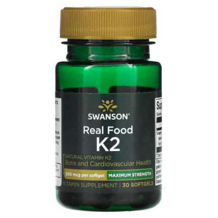 Swanson, Maximum Strength, Real Food K2, 200 мкг, 30 мягких таблеток