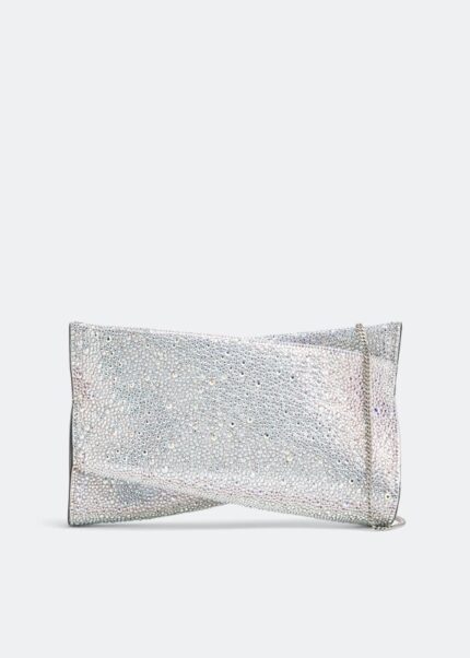 Клатч CHRISTIAN LOUBOUTIN Loubitwist small clutch, серебряный