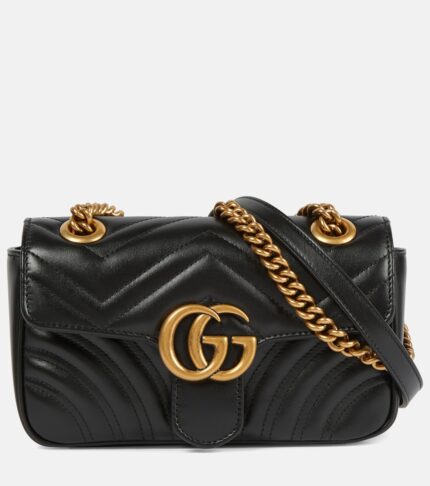 Кожаная сумка через плечо GG Marmont Mini Gucci, белый