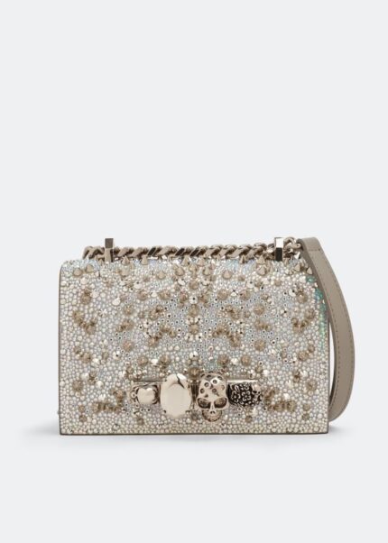 Сумка кросс-боди ALEXANDER MCQUEEN Mini jewelled satchel, серебряный