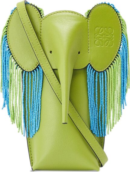 Сумка Loewe Elephant Pocket Fringe Crossbody Meadow, зеленый