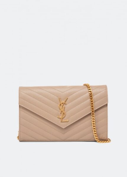 Кошелек SAINT LAURENT Monogram chain wallet, бежевый