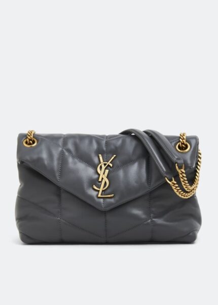 Сумка SAINT LAURENT Puffer small chain bag, серый