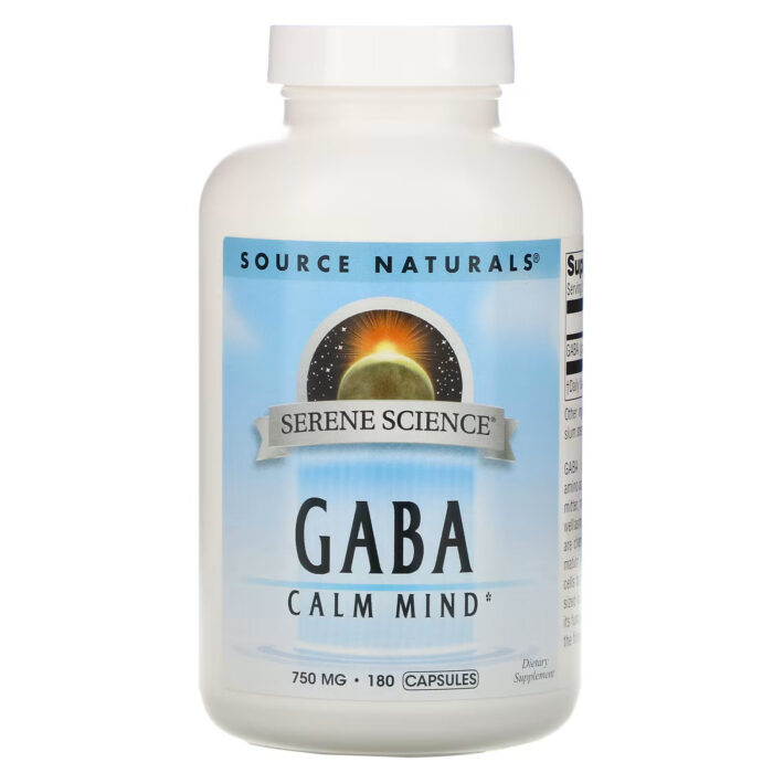 Source Naturals, ГАМК, успокаивающее средство, 750 мг, 180 капсул