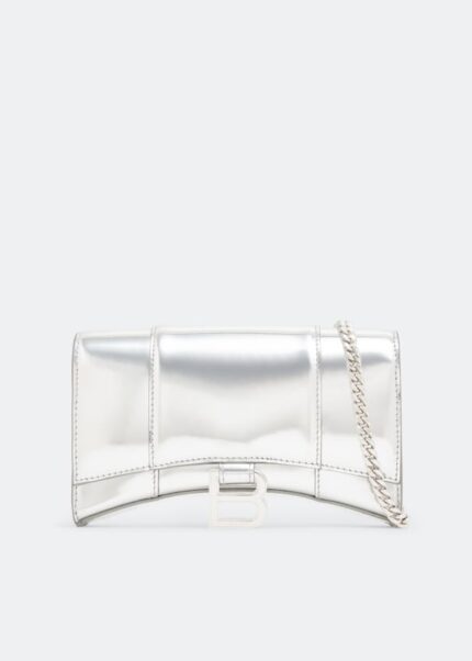 Кошелек BALENCIAGA Hourglass chain wallet, серебряный