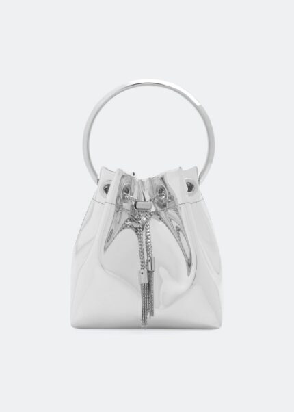 Сумка JIMMY CHOO Micro Bon Bon bucket bag, белый