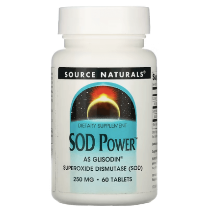 Супероксиддисмутаза SOD Power, 250 мг, 60 таблеток, Source Naturals