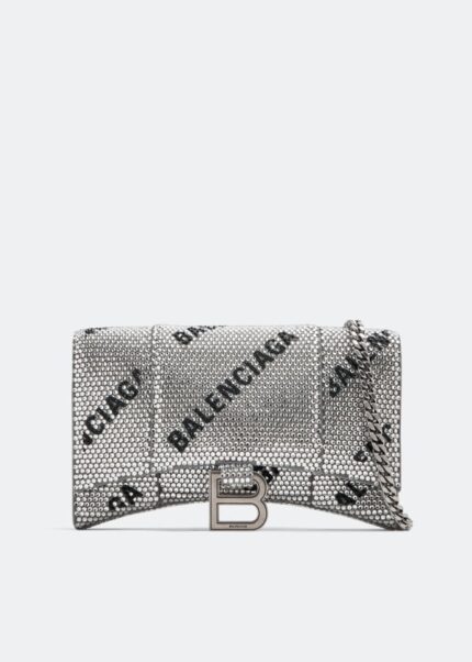 Кошелек BALENCIAGA Hourglass chain wallet, серебряный