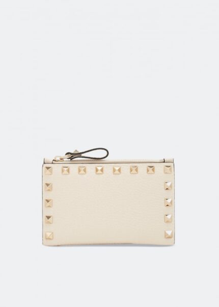 Картхолдер VALENTINO GARAVANI Rockstud coin purse card holder, бежевый