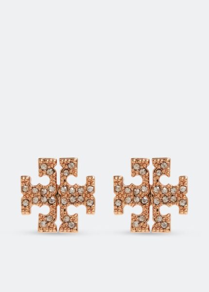 Серьги TORY BURCH Miller Pave hoop earrings, серебряный