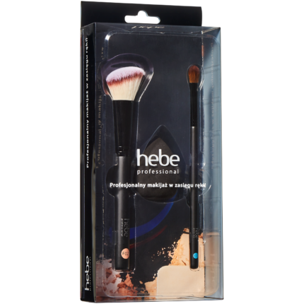 Hebe Professional набор: кисти для макияжа, 2 шт + спонж для макияжа 3D, 1 шт.