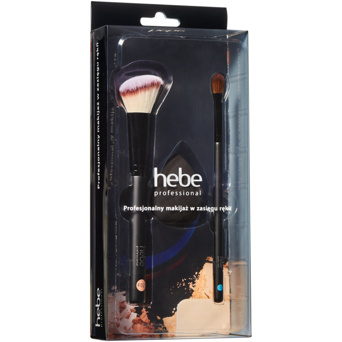 Hebe Professional набор: кисти для макияжа, 2 шт + спонж для макияжа 3D, 1 шт.