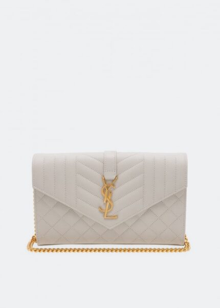 Кошелек SAINT LAURENT Monogram chain wallet, белый