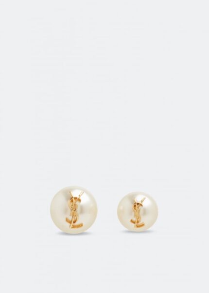 Серьги SAINT LAURENT YSL pearl earrings , белый