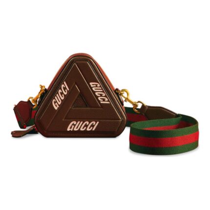 Сумка Gucci x Palace Leather Tri-Ferg Small Shoulder With Web Strap, коричневый