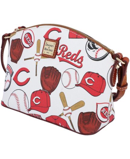 Женская сумка через плечо Cincinnati Reds Gameday Suki со средним ремешком на ремешке Dooney & Bourke, белый