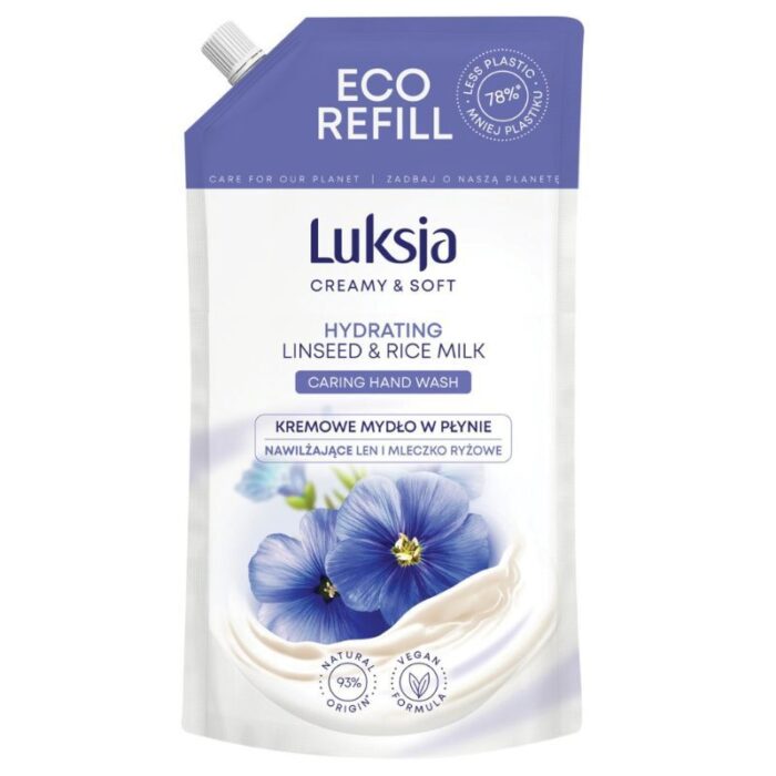 Luksja Creamy & Soft Len i Mleczko Ryżowe заправка - жидкое мыло, 900 ml