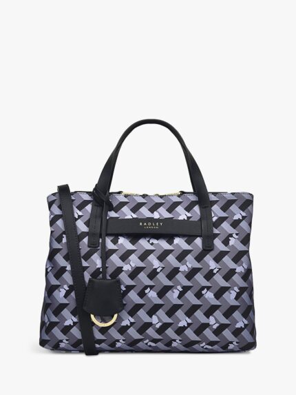 Универсальная сумка Radley Finsbury Park Geo Dog Print, средний размер, с застежкой-молнией, Thunder