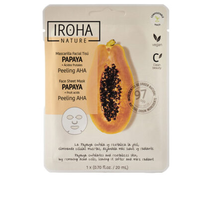 Маска для лица Papaya peeling aha mascarilla facial tisú Iroha nature, 1 шт