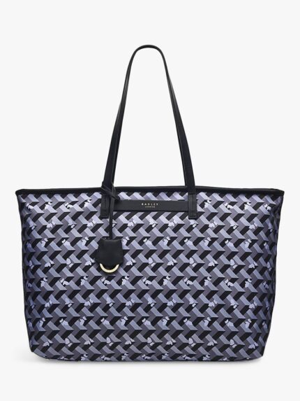 Универсальная сумка Radley Finsbury Park Geo Dog Print, средний размер, с застежкой-молнией, Thunder