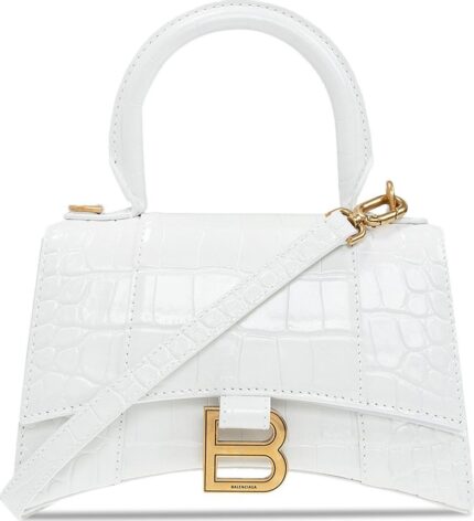 Сумка Balenciaga Hourglass Xs Top Handle Bag White, белый