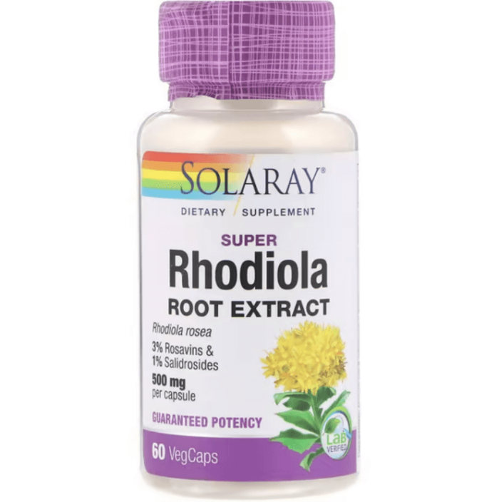 Экстракт корня родиолы Super Rhodiola Root Extract, 500 мг, 60 растительных капсул, Solaray