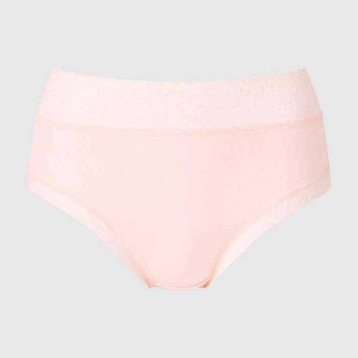 Трусы с кружевом Uniqlo High Waist Triangle, светло-розовый