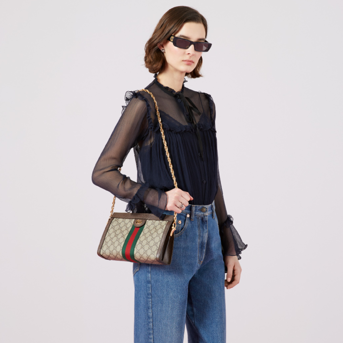 Сумка GUCCI Ophidia GG small shoulder bag, бежевый