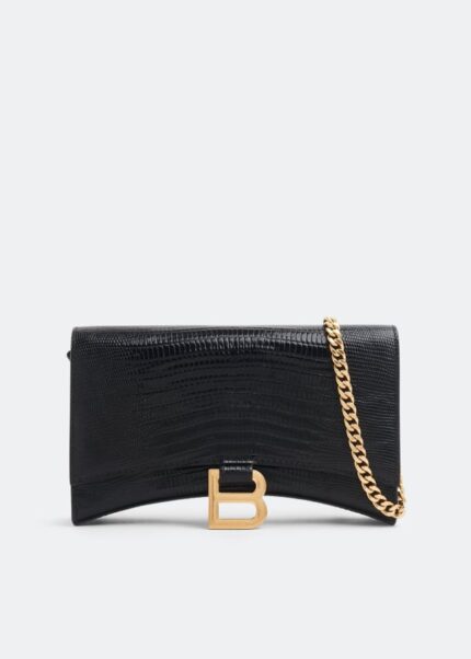 Кошелек BALENCIAGA Hourglass chain wallet, серебряный