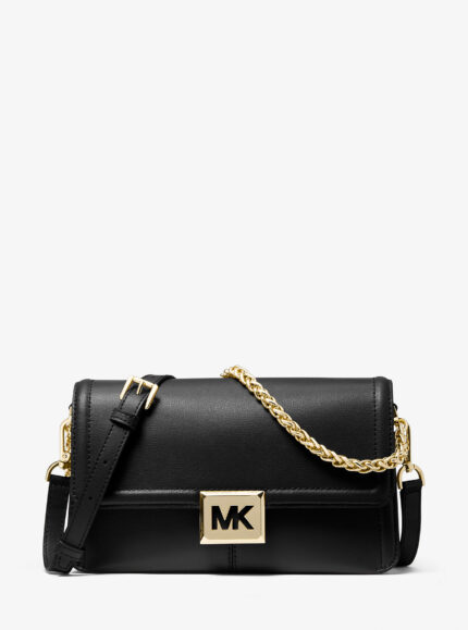 Кожаная сумка-портфель Manhattan среднего размера с контрастной отделкой Michael Kors, черный