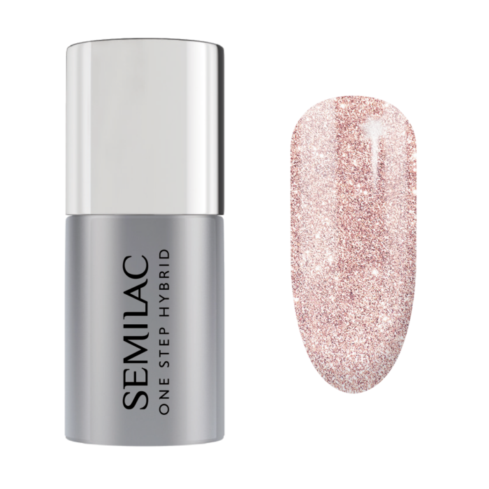 Semilac One Step Hybrid гибридный лак для ногтей, S245 Glitter Pink Beige