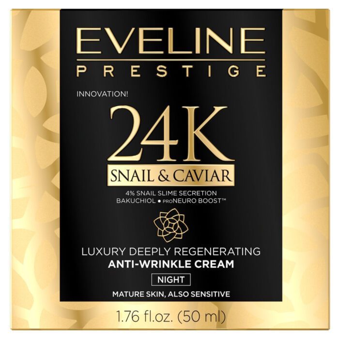 Eveline Cosmetics Prestige 24k Snail&Caviar роскошный глубоко регенерирующий ночной крем против морщин 50мл