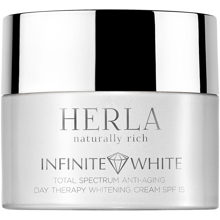 Herla Infinite White антивозрастной отбеливающий крем против пигментных пятен с фильтром SPF15 на день для лица, 50 мл