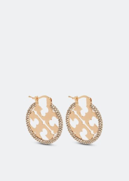 Серьги TORY BURCH Miller pavé hoop earrings, золотой