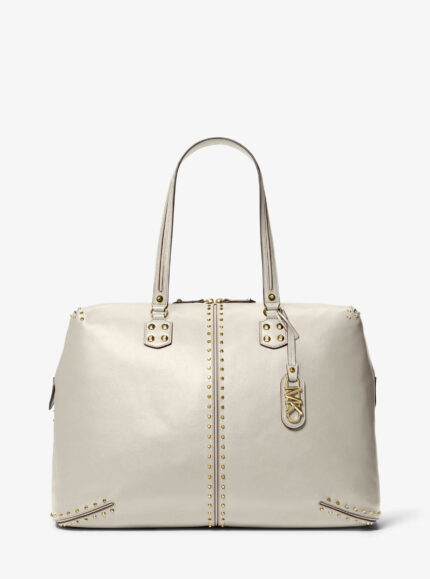 Сумка-тоут Michael Michael Kors Astor Extra-Large Studded Leather, кремовый