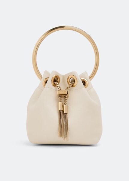 Сумка JIMMY CHOO Micro Bon Bon bucket bag, белый