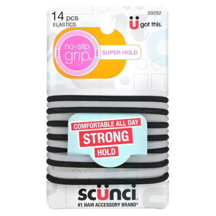 Scunci, Тугие резинки для волос Everyday & Active, No Slip Grip, 14 штук