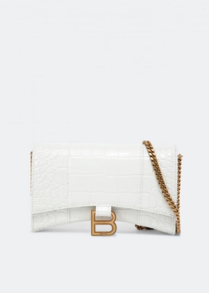 Кошелек BALENCIAGA Hourglass chain wallet, белый