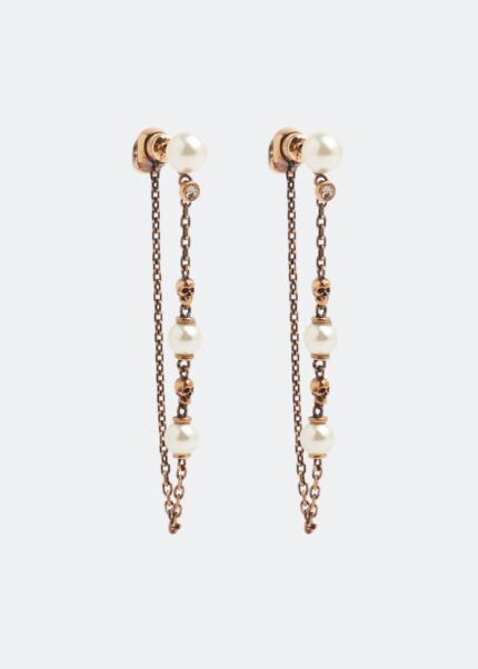 Серьги ALEXANDER MCQUEEN Pearl & Skull earrings, золотой