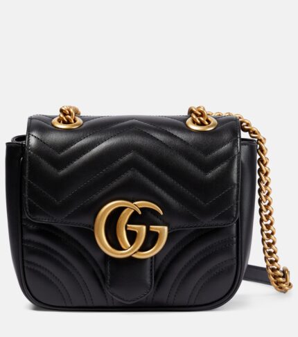 Кожаная сумка через плечо GG Marmont Mini Gucci, белый