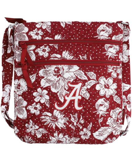 Женская хипстерская сумка через плечо с тройной молнией Alabama Crimson Tide Rain Garden Vera Bradley