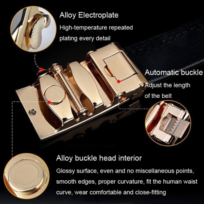 MOWOLOLO Мужской ремень с автоматической пряжкой, кожаный поясной ремень